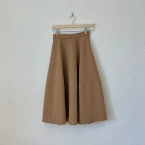 Tan A-Line Tiered Maxi Skirt